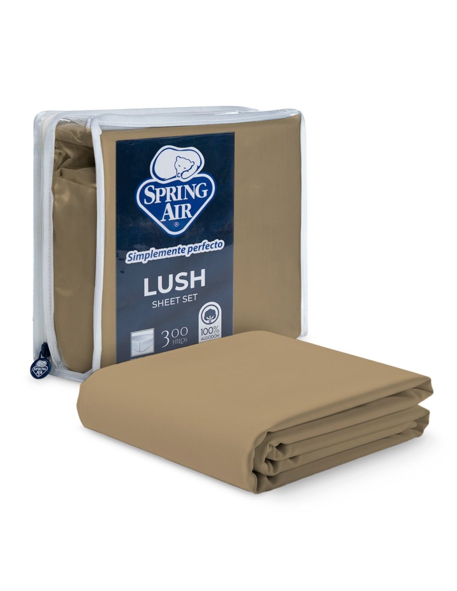 Juego de S&aacute;banas Lush Spring Air 300 Hilos 100% Algod&oacute;n Khaki, Queen Size image number null
