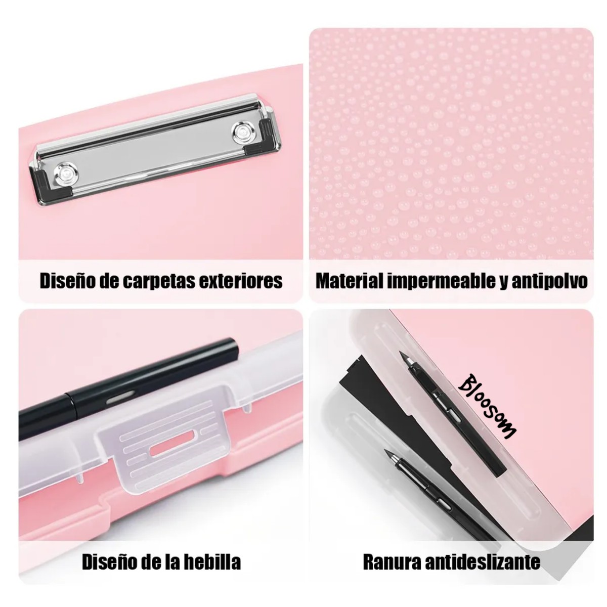 Portapapeles Papeleta Almacena Papeles Tabla Clip Carta Rosa Claro image number null