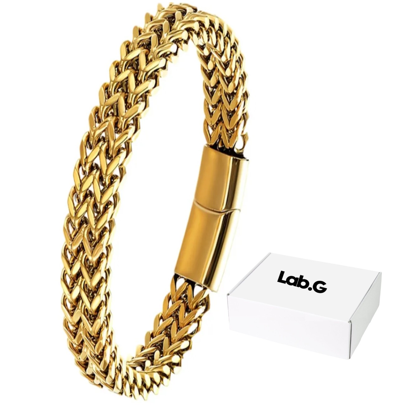 Esclava Oro Dos 23 cm Filas De Acero Magn&eacute;tica Hebilla Para Hombre image number null
