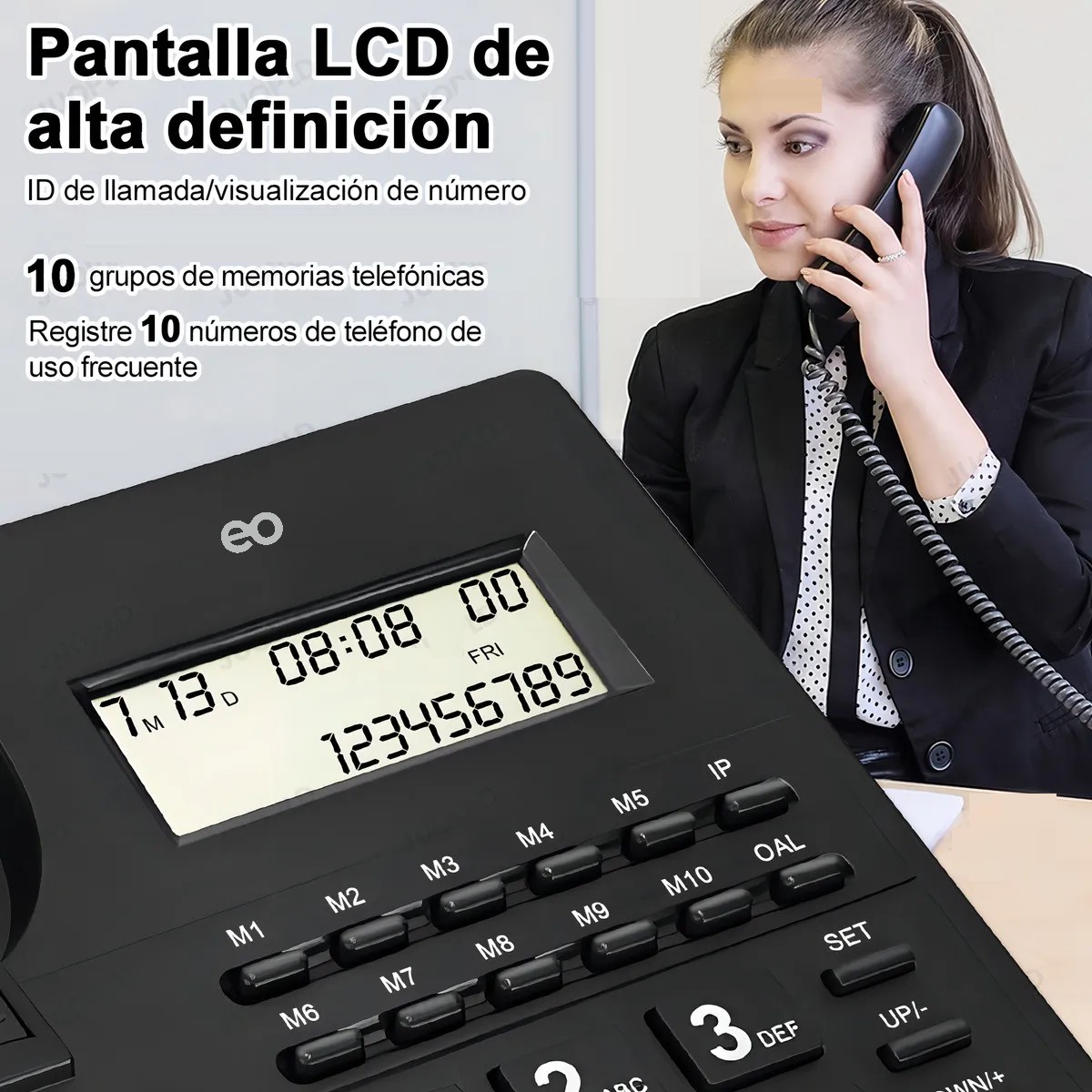 Tel&eacute;fono Fijo Alambrico Con Pantalla Lcd Y Manos Libres Y Altavoz image number null