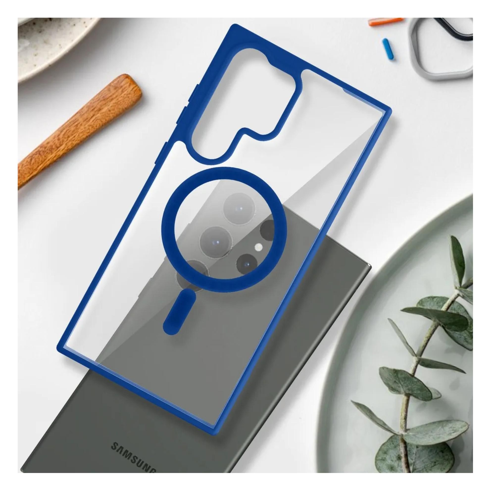 Funda Clear Case Color Azul Navy Para Samsung Galaxy Ultra Compatible Con MagSafe Protecci&oacute;n Elegante Y Funcional image number null