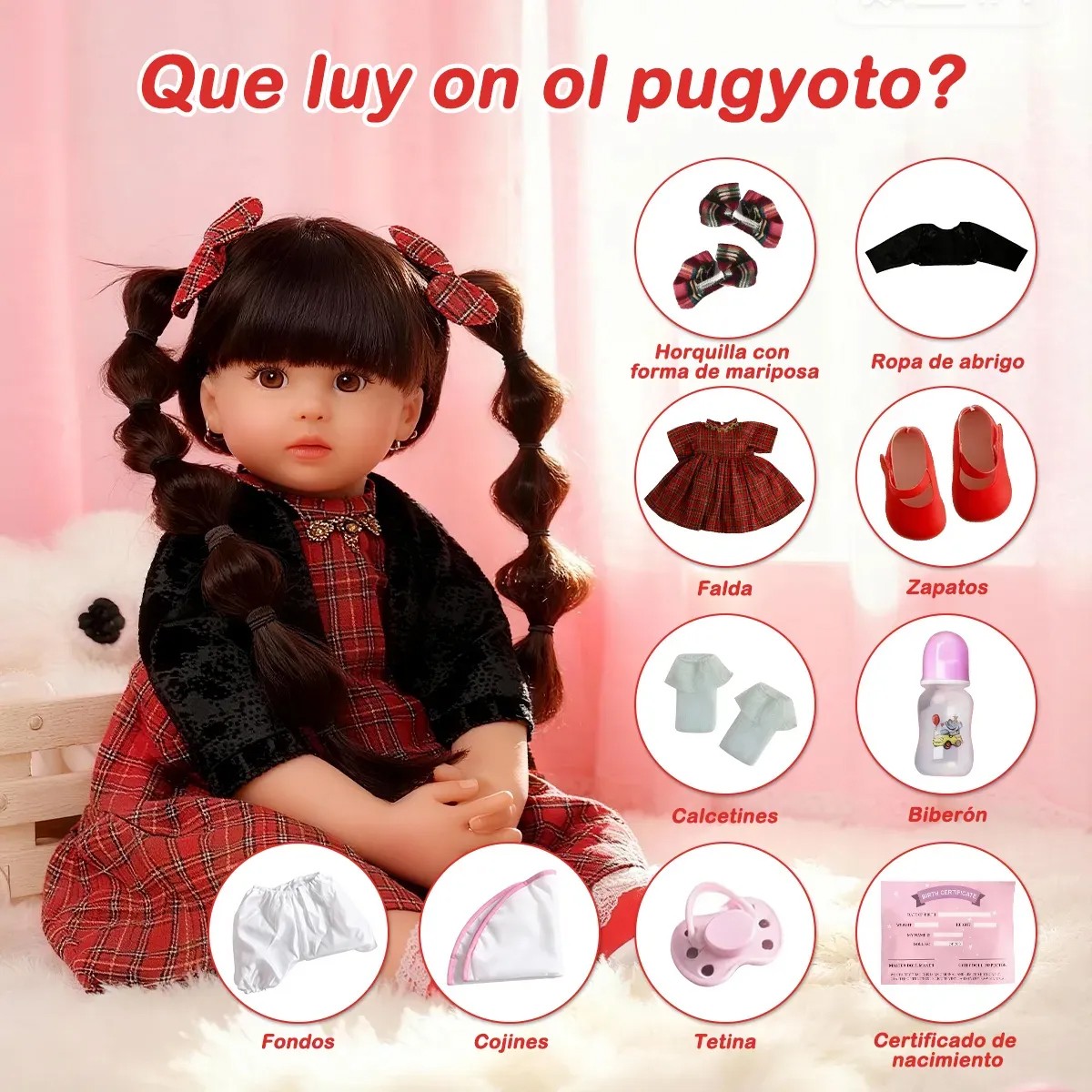 Mu&ntilde;eca Beb&eacute; Reborn 55cm Con Cabello Largo Realista Con Cuerpo Suave Y Detalles Faciales image number null