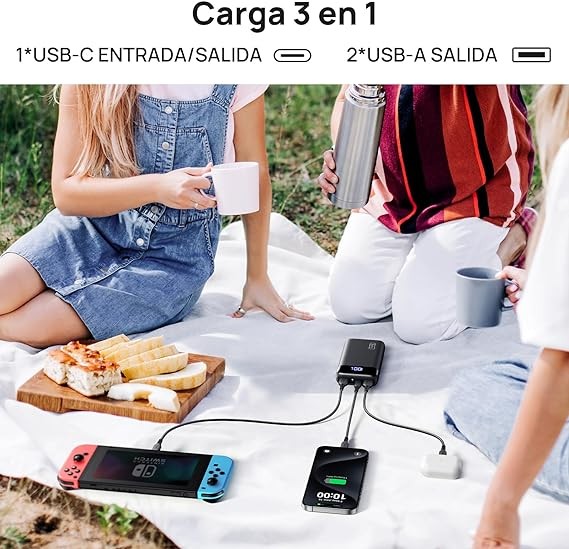 INIU Power Bank 20000mAh, 22.5W Carga R&aacute;pida Bateria Portatil PD3.0 QC4.0, USB C Pila Portatil de 3 Salidas, image number null