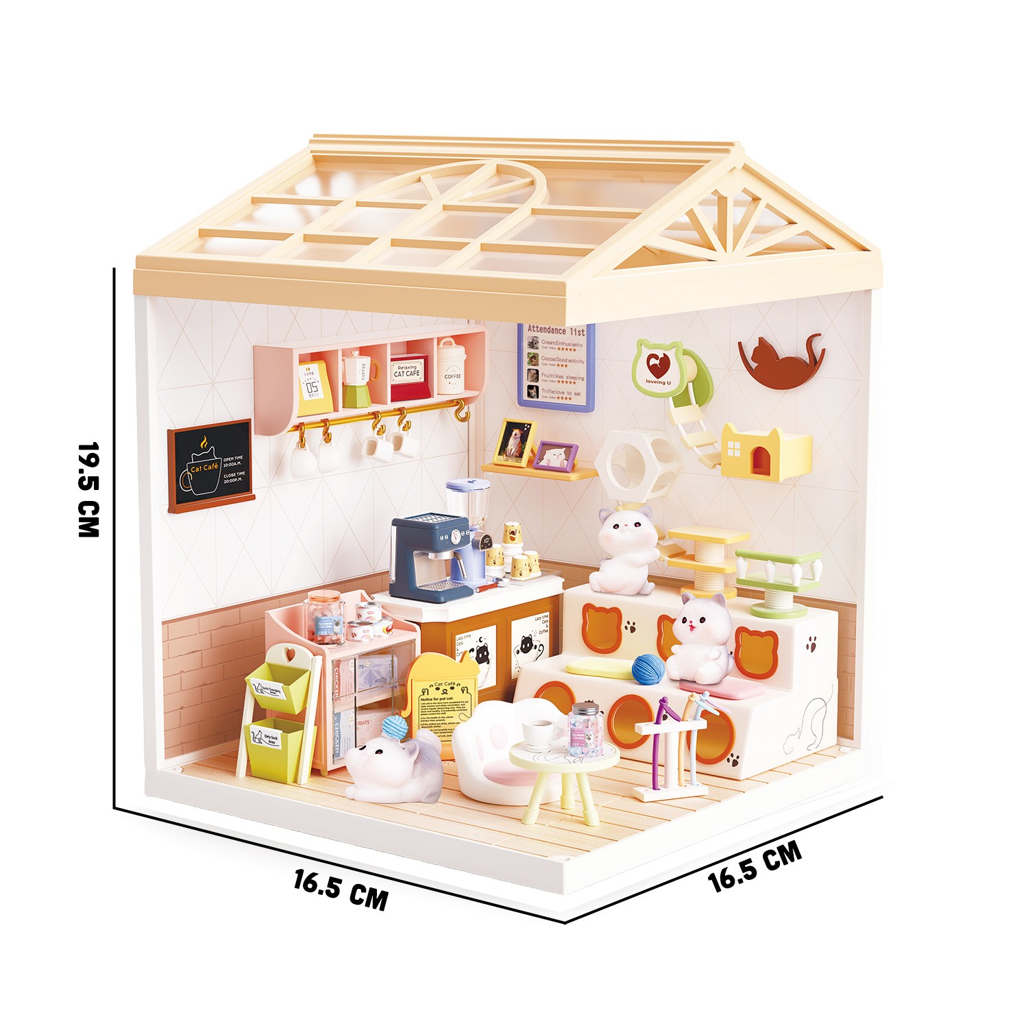 Juguete Cafeter&iacute;a Pet Friendly en Miniatura con Mascotas, Muebles, Accesorios y Efecto de Luz Nocturna image number null