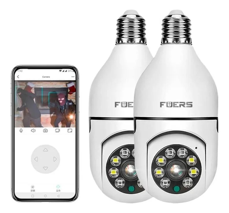 Camara de Seguridad Wifi Super HD 3MP 1080P Conexion E27 Foco 360&ordm; Vision Nocturna 2 pz image number null