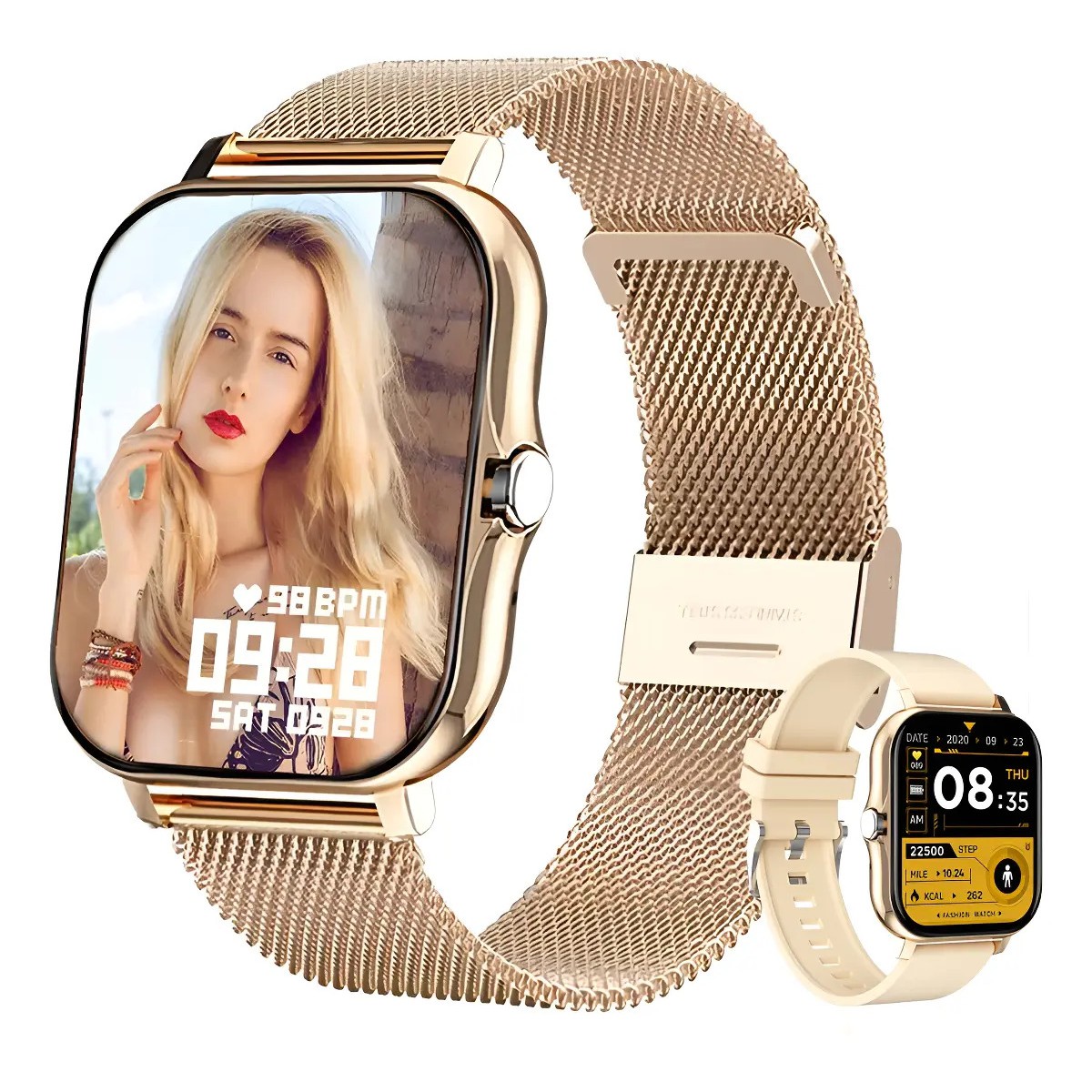 Reloj Inteligente Deportivo 1.85 Smartwatch Para Mujer Dorado image number null
