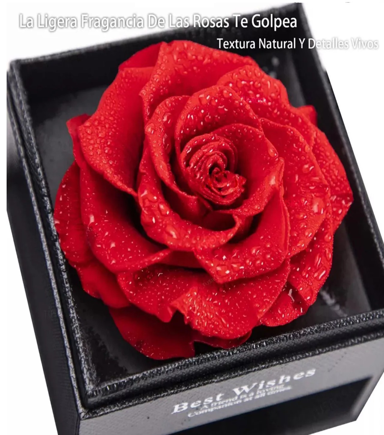 Rosa Roja Flor Artificial Flor Eterna con collar Plata con Azul image number null