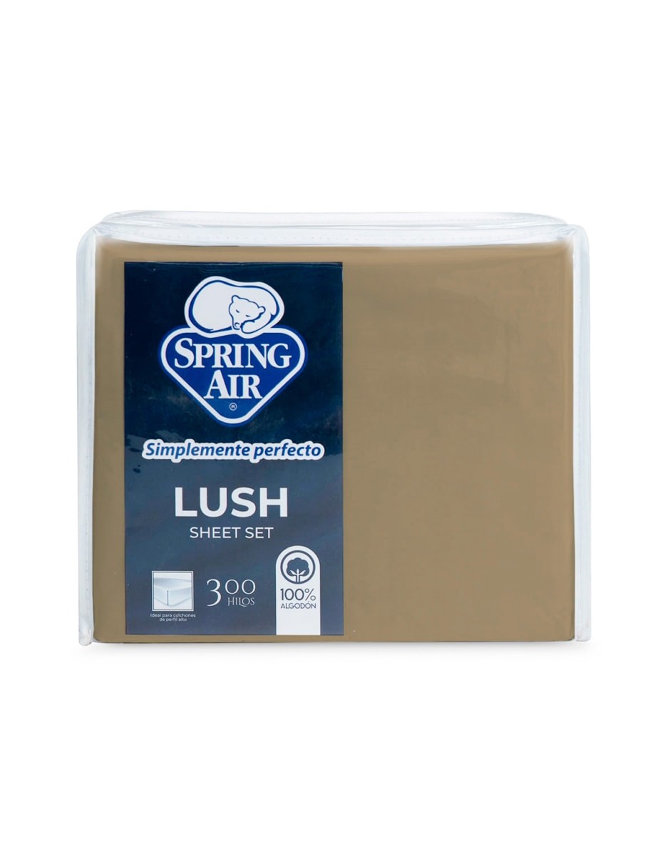Juego de S&aacute;banas Lush Spring Air 300 Hilos 100% Algod&oacute;n Khaki, Queen Size image number null