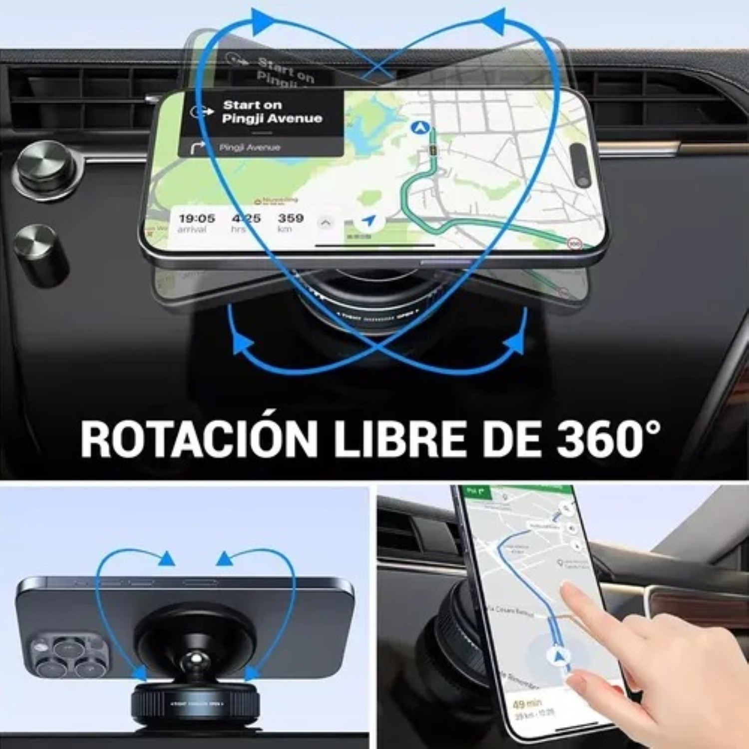 Soporte Para Celular Autom&oacute;vil Succi&oacute;n Magn&eacute;tic negro image number null
