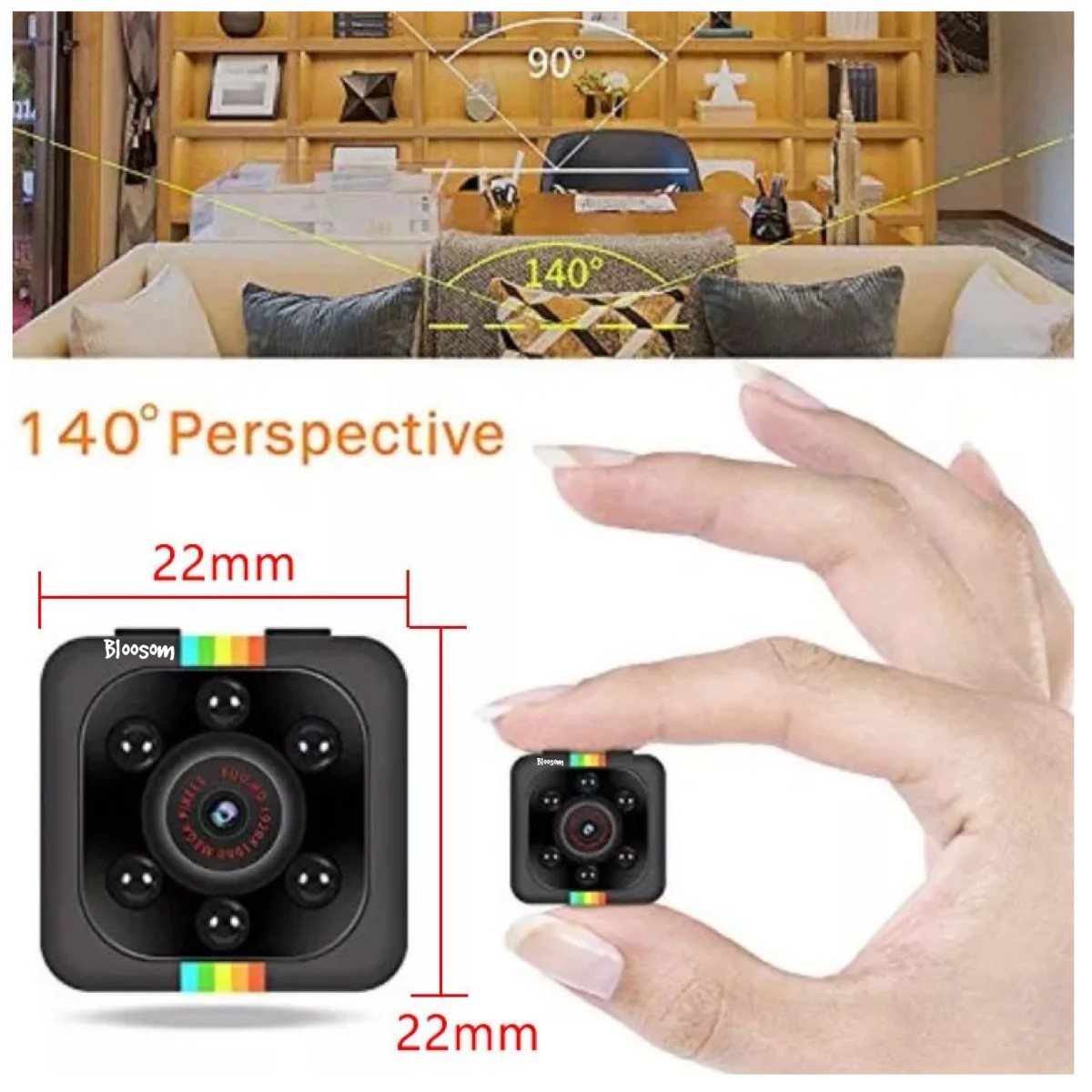 Mini C&aacute;mara Esp&iacute;a Micro Webcams Visi&oacute;nnocturna Con 32gb Tf Negro image number null