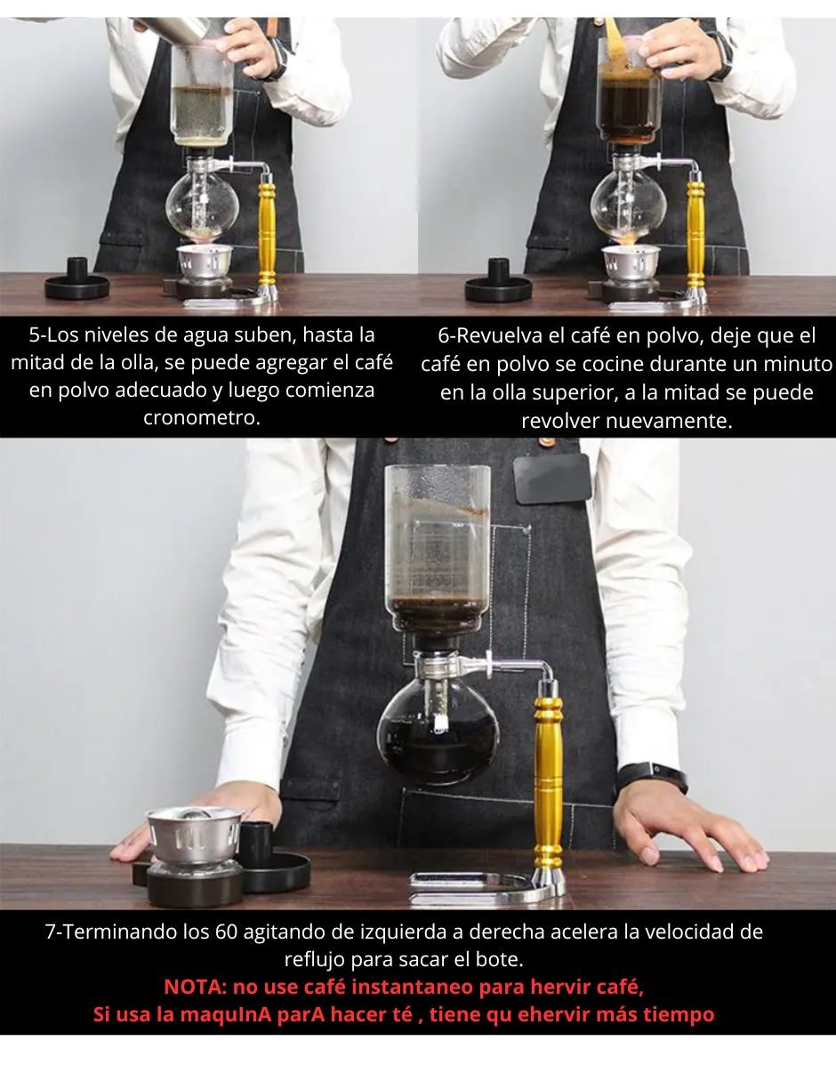 Cafetera Tetera de Sif&oacute;n Infusi&oacute;n Goteo Vidrio Gourmet Elegante 3 tz Estilo Clasico image number null