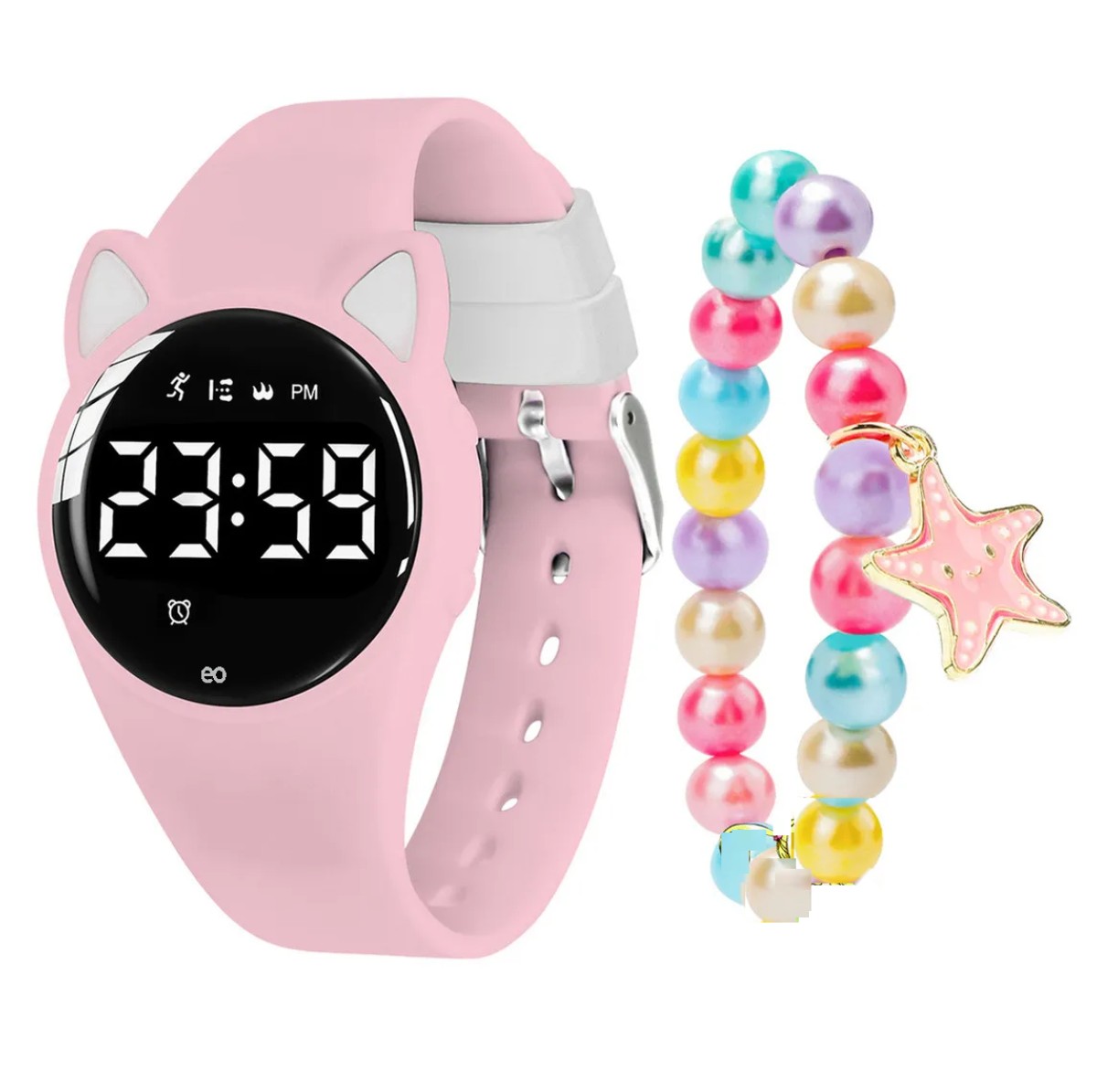 Reloj Digital Recargable Deportivo Multifunci&oacute;n Rosa Chicle image number null