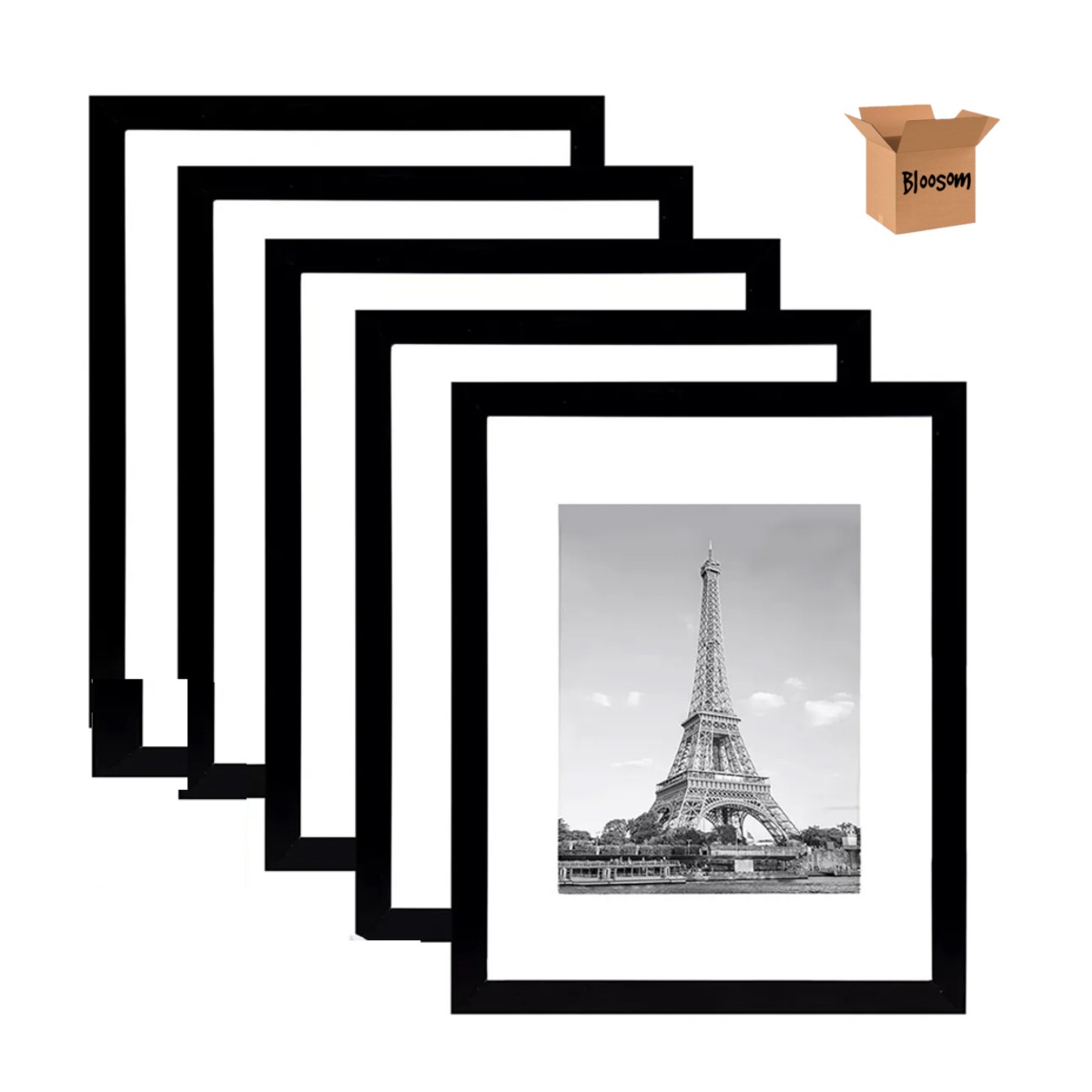 5 Pcs Marco De Fotos Decoraci&oacute;n De Pared O Mesa Negro image number null