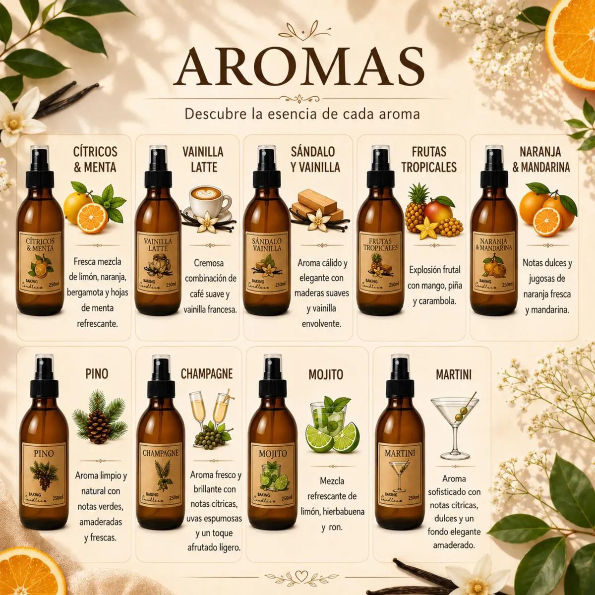 Baking Candles Room Spray 250ml Aromatizantes Naturales para Espacios Interiores image number null