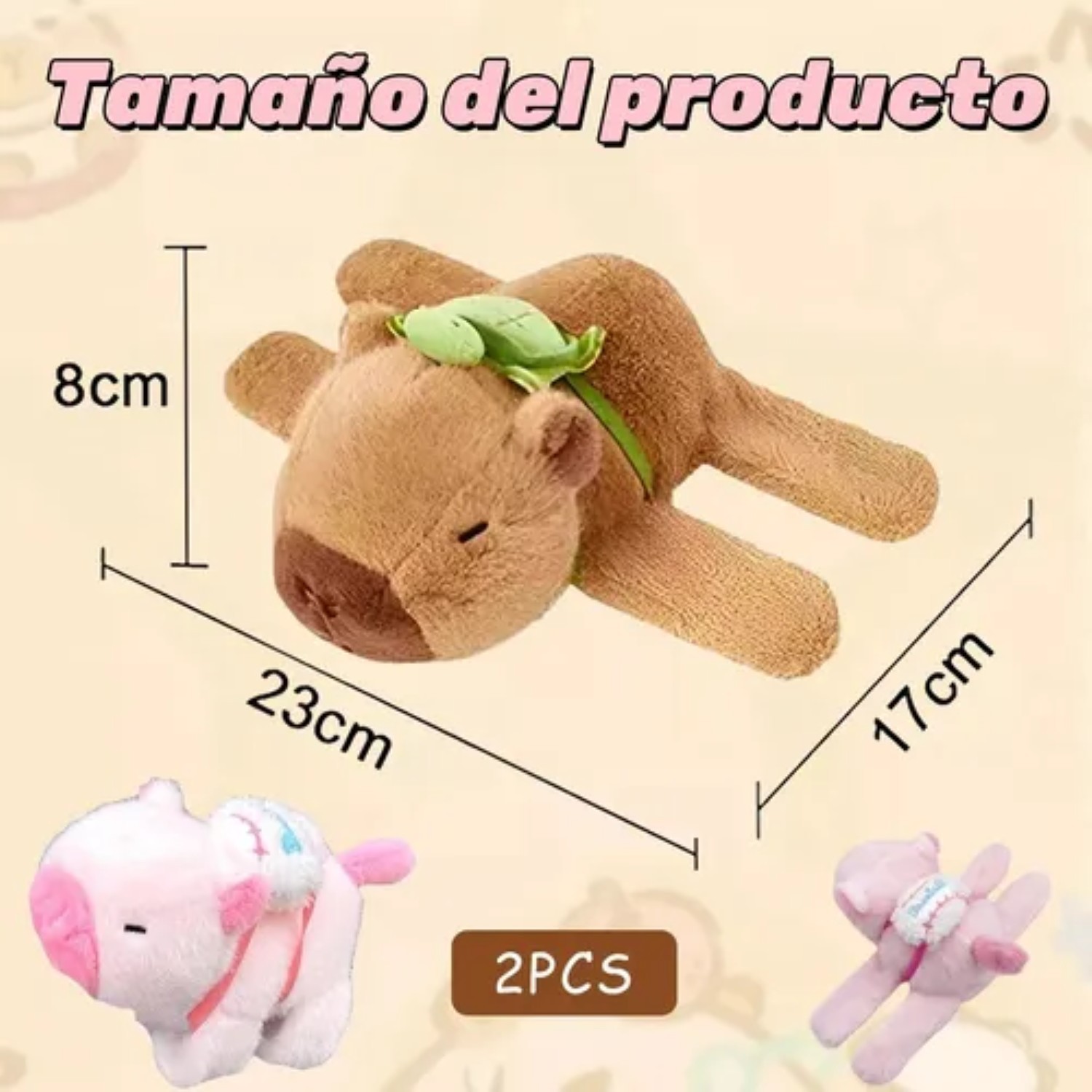 2pz Capibaras Peluche Rosa Cafe image number null