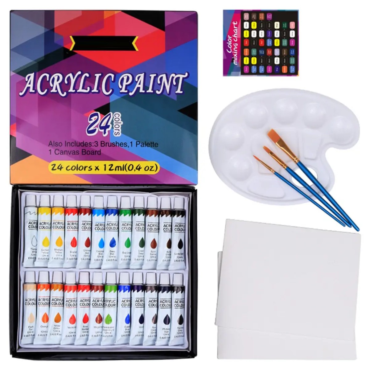 Pintura Acr&iacute;lica 24 Colores Set Arte Profesional image number null