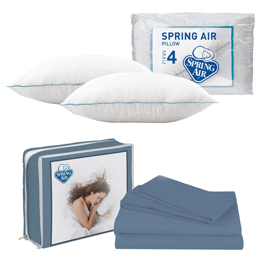 S&aacute;banas Matrimonial Spring Air Basic Azul Acero +2 Almohadas Spring Air Osos image number null