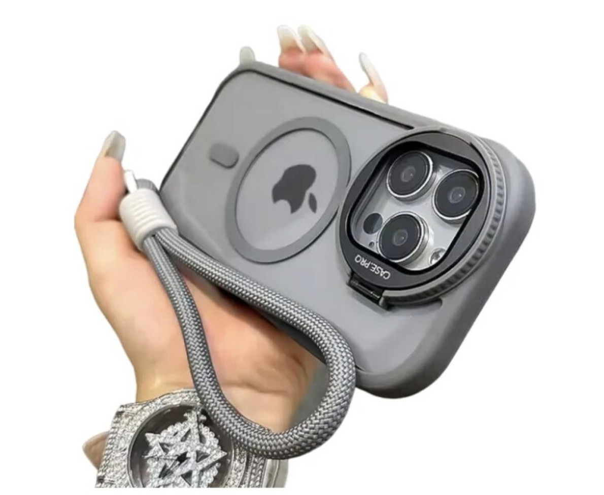 Funda Case Para Iphone Magsafe Con C&aacute;mara Protector+correas Modelo Iphone 16 Pro gris image number null