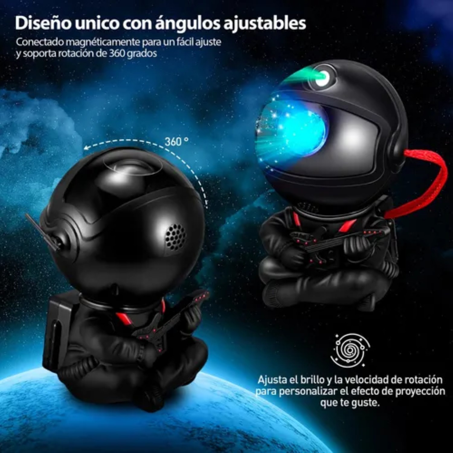 L&aacute;mpara Proyectora De Estrella Astronauta negra image number null