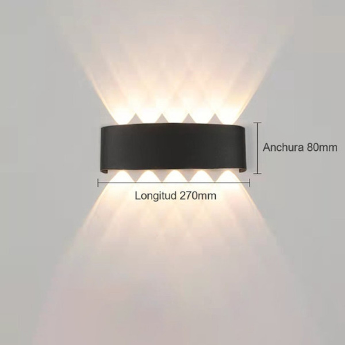 L&aacute;mpara Moderna Led De Pared De Luz C&aacute;lida 10w Para Exterior Negra image number null