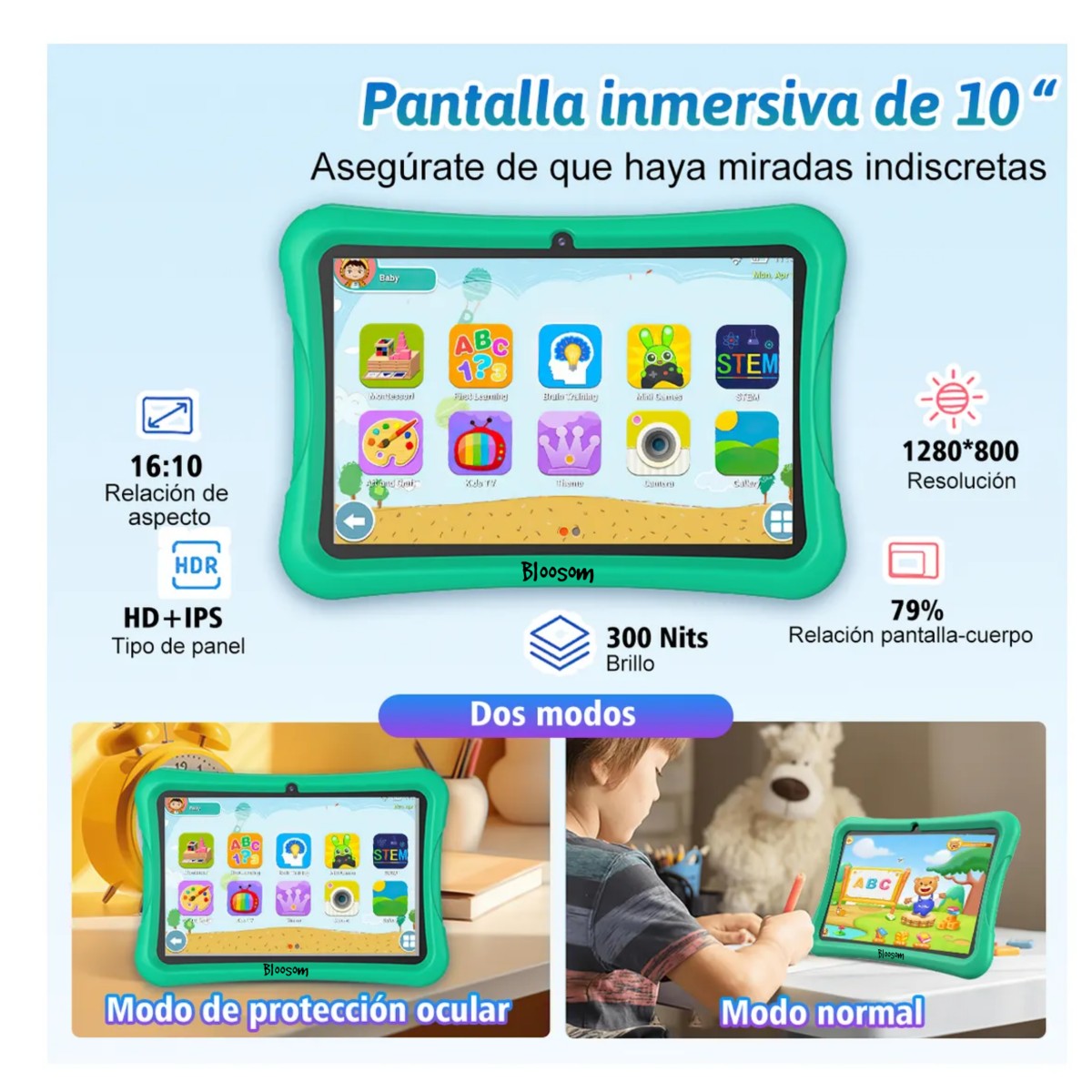 Tablet Con Funda Pad 10'' Android 64gb+4gb Memoria Ram Verde Claro image number null