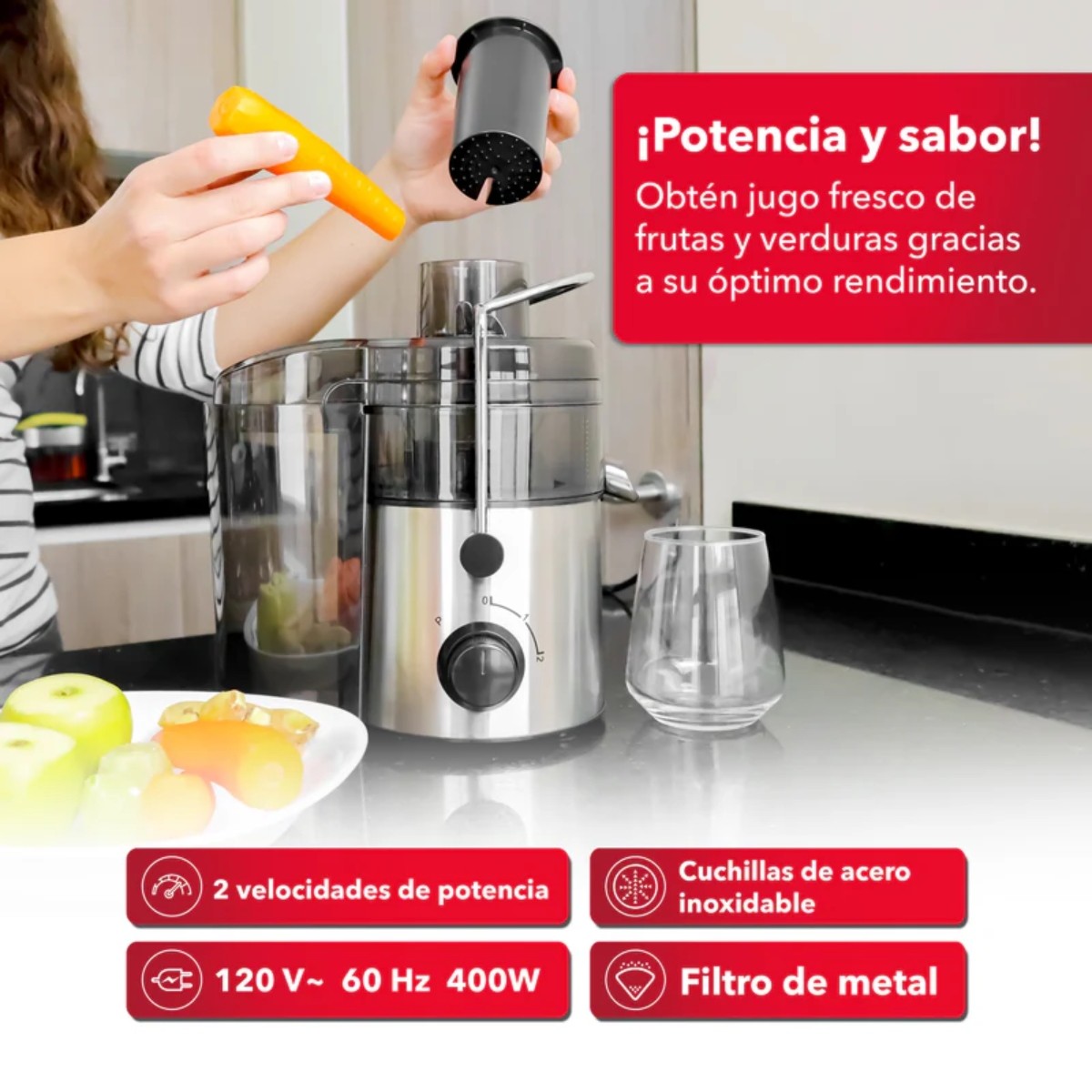 Extractor de Jugos RCA RC-XT1 400W 1L Plata ALBY2 image number null
