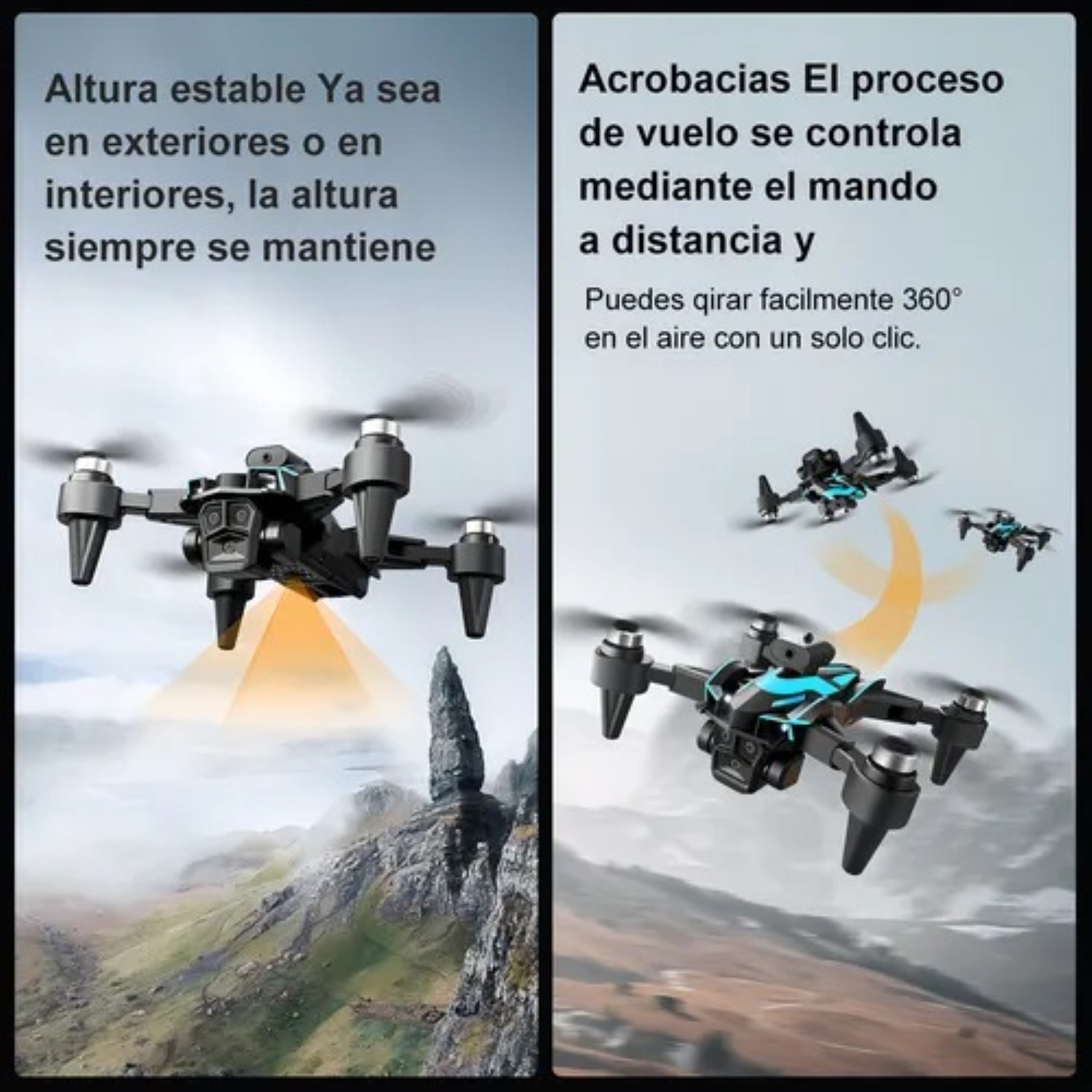 Drone Con Dual C&aacute;mara 8k Negro 2.4ghz 3 Bater&iacute;a Negro con Azul image number null