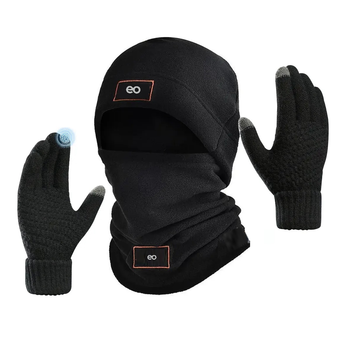 3en1 Gorro Bufanda Guantes Cuello Invierno Para Fr&iacute;o Unisex Negro image number null