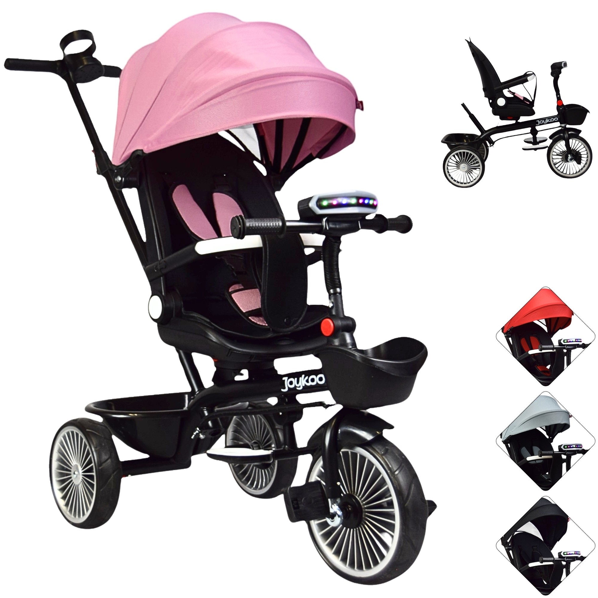 Triciclo para Ni&ntilde;os Asiento Giratorio Reclinable con Luz y Sonido - Rosa image number null
