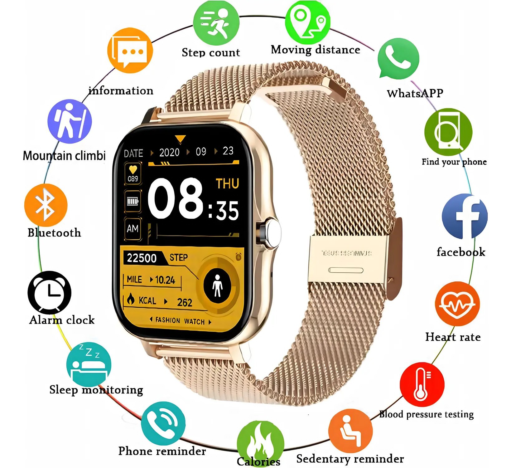 Reloj Inteligente Deportivo 1.85 Smartwatch Para Mujer Dorado image number null