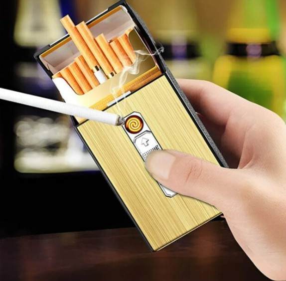 Cigarrera Con Encendedor 2 En 1 Recargable Usb Y 2 Filtro image number null