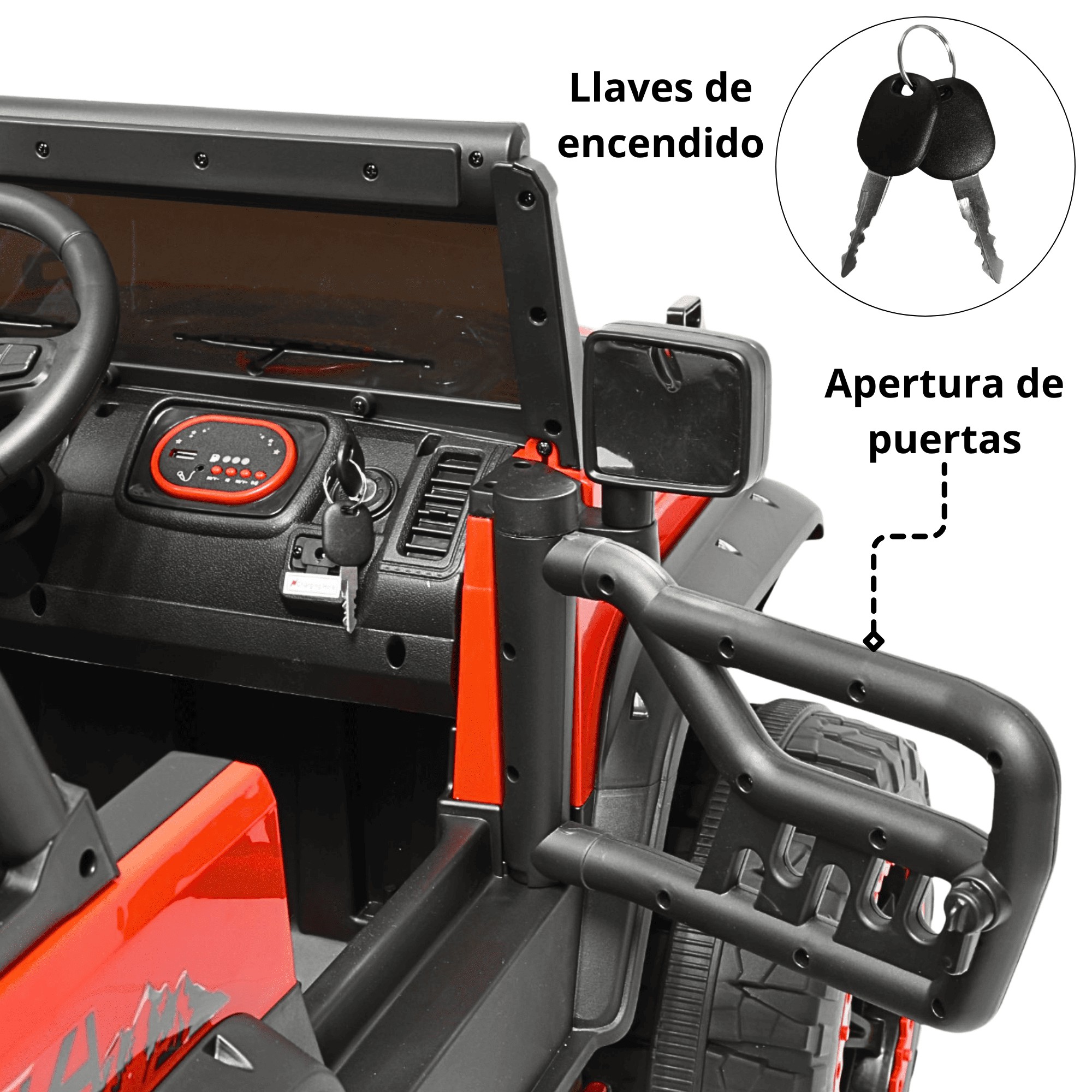 Montable Electrico Camioneta 4x4 para Ni&ntilde;os Bluetooth Luces Led Control Remoto Bater&iacute;a 12v - Rojo image number null