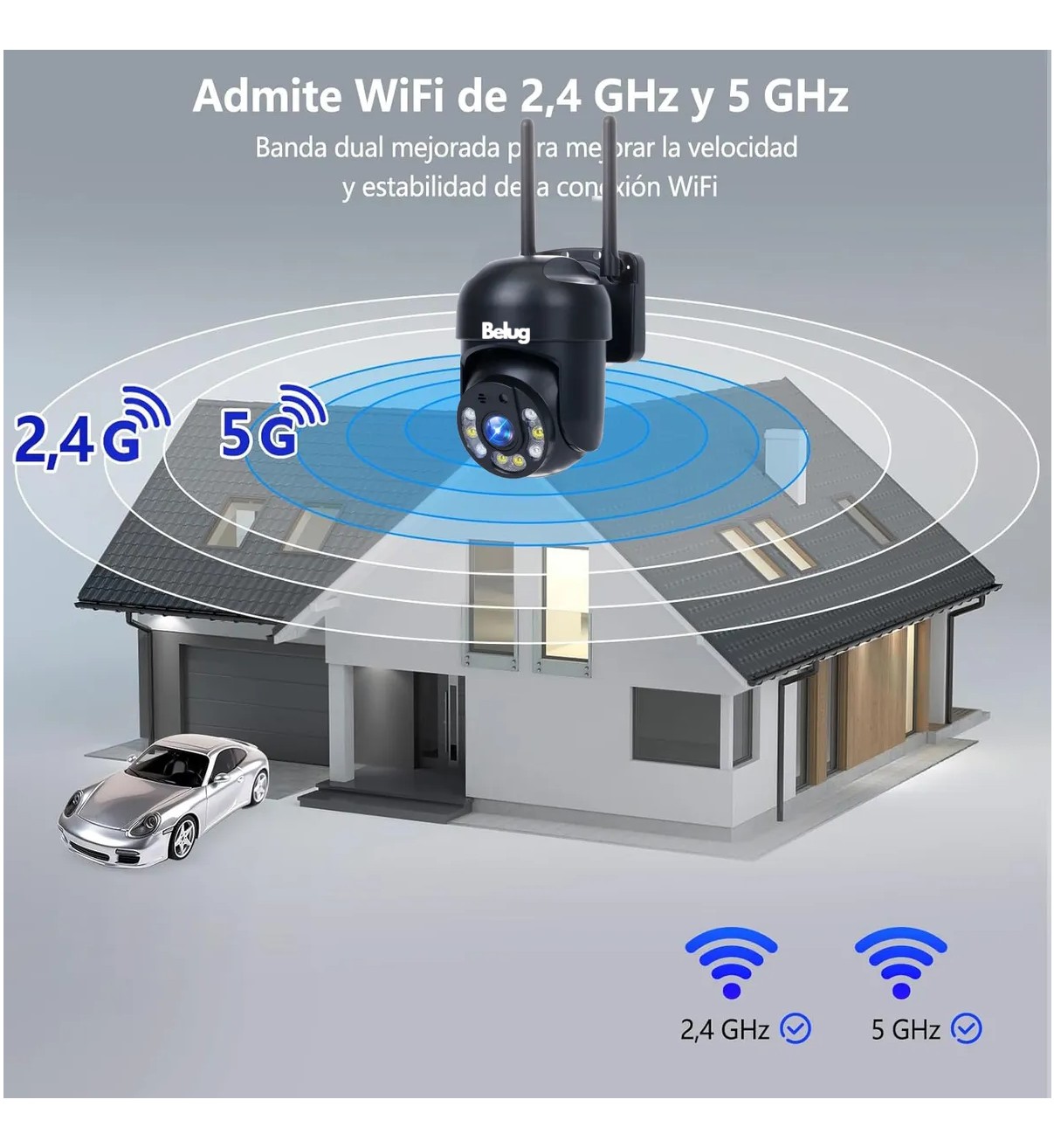 4mp Hd C&aacute;mara De Seguridad Wifi Exterior Detecci&oacute;n Humana Belug Negro image number null