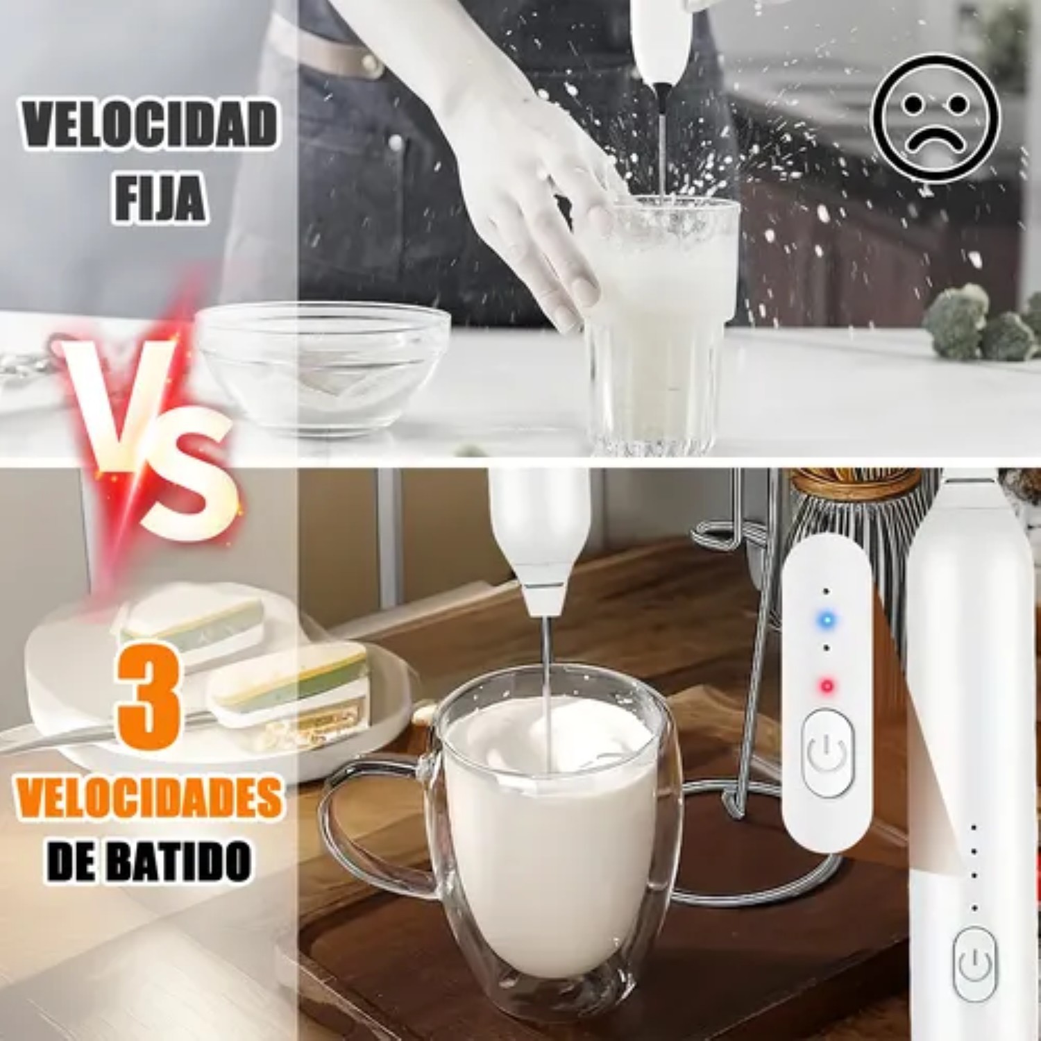 Mini Batidora De Nata El&eacute;ctrica Recargable Uso Dom&eacute;stico Blanco image number null