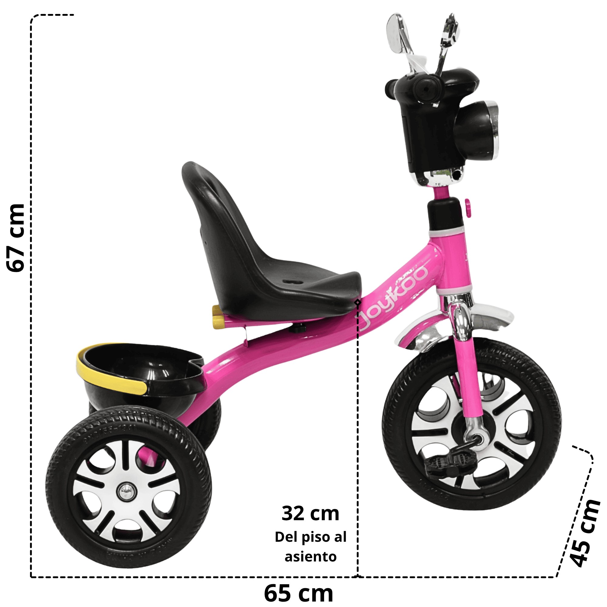 Triciclo para Ni&ntilde;os Faro con Luz y Sonido Espejos Ruedas de Eva Apto a partir de 2 A&ntilde;os - Rosa image number null