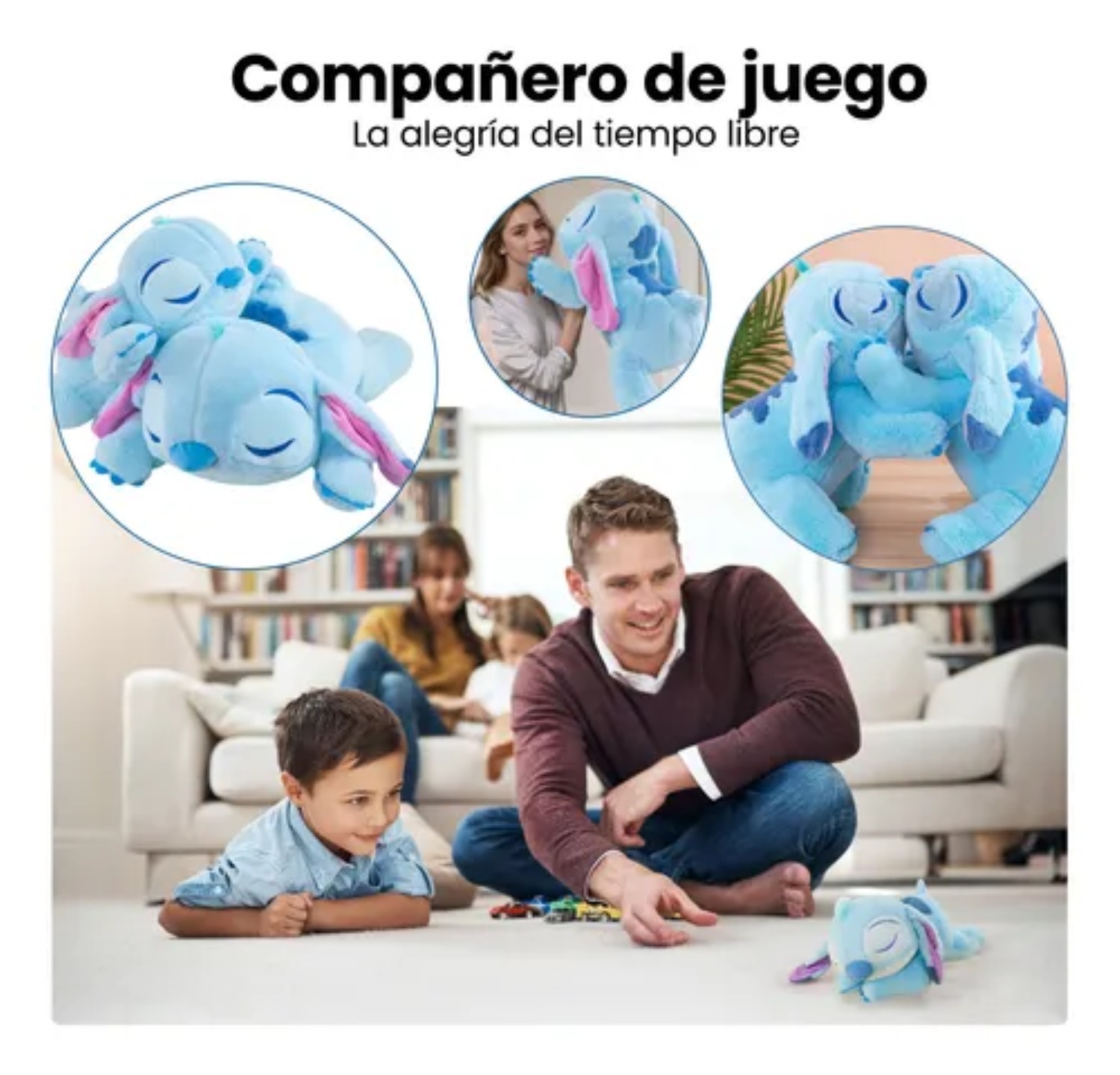 Stitch Peluche Almohada 40cm Azul Rey image number null