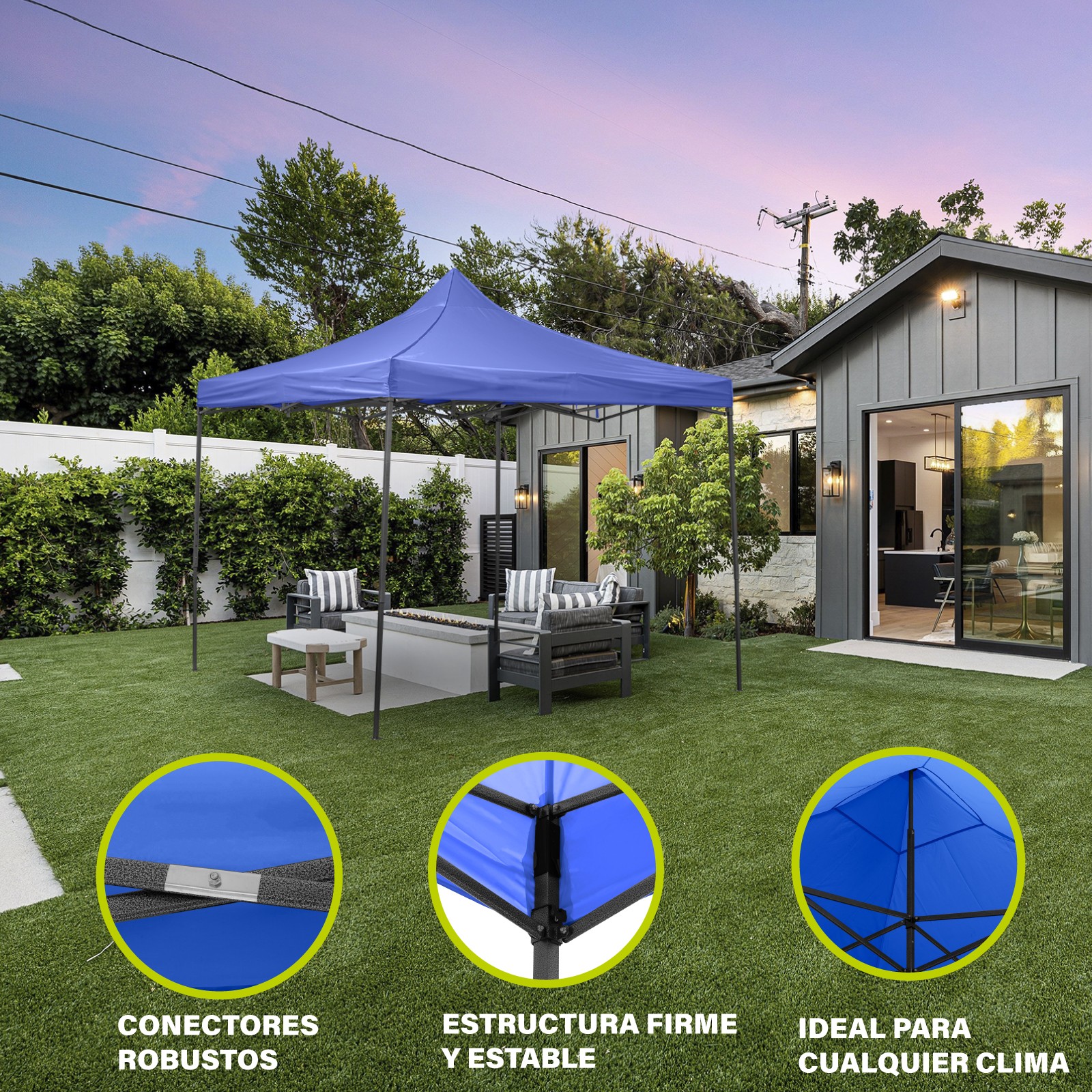 Carpa Toldo Plegable 3x3 Impermeable Retractil Jardin Onof Azul image number null