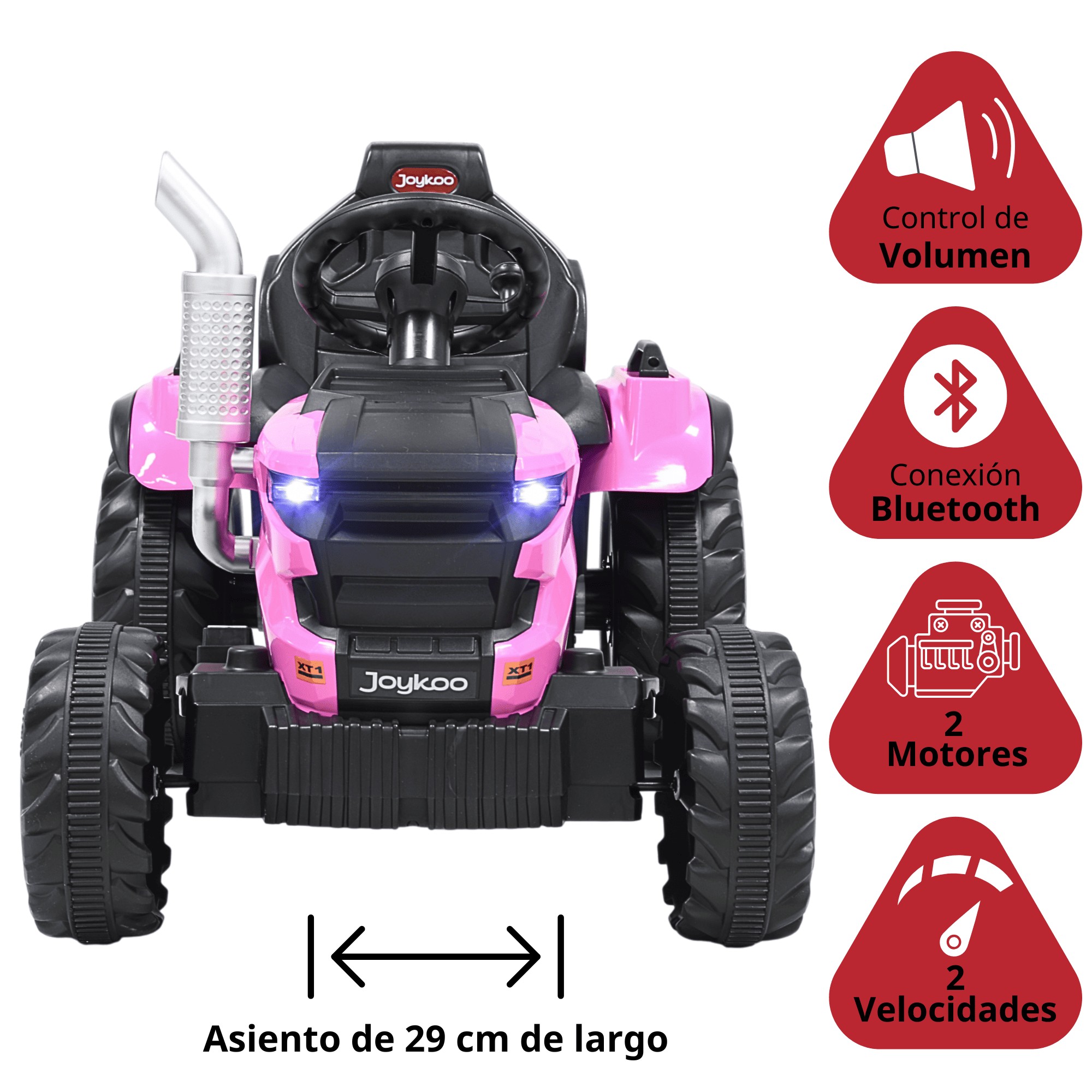 Montable Electrico para Ni&ntilde;os Tractor de Granja con Bater&iacute;a 12v Control Remoto Luz y Sonido Bluetooth - Rosa image number null