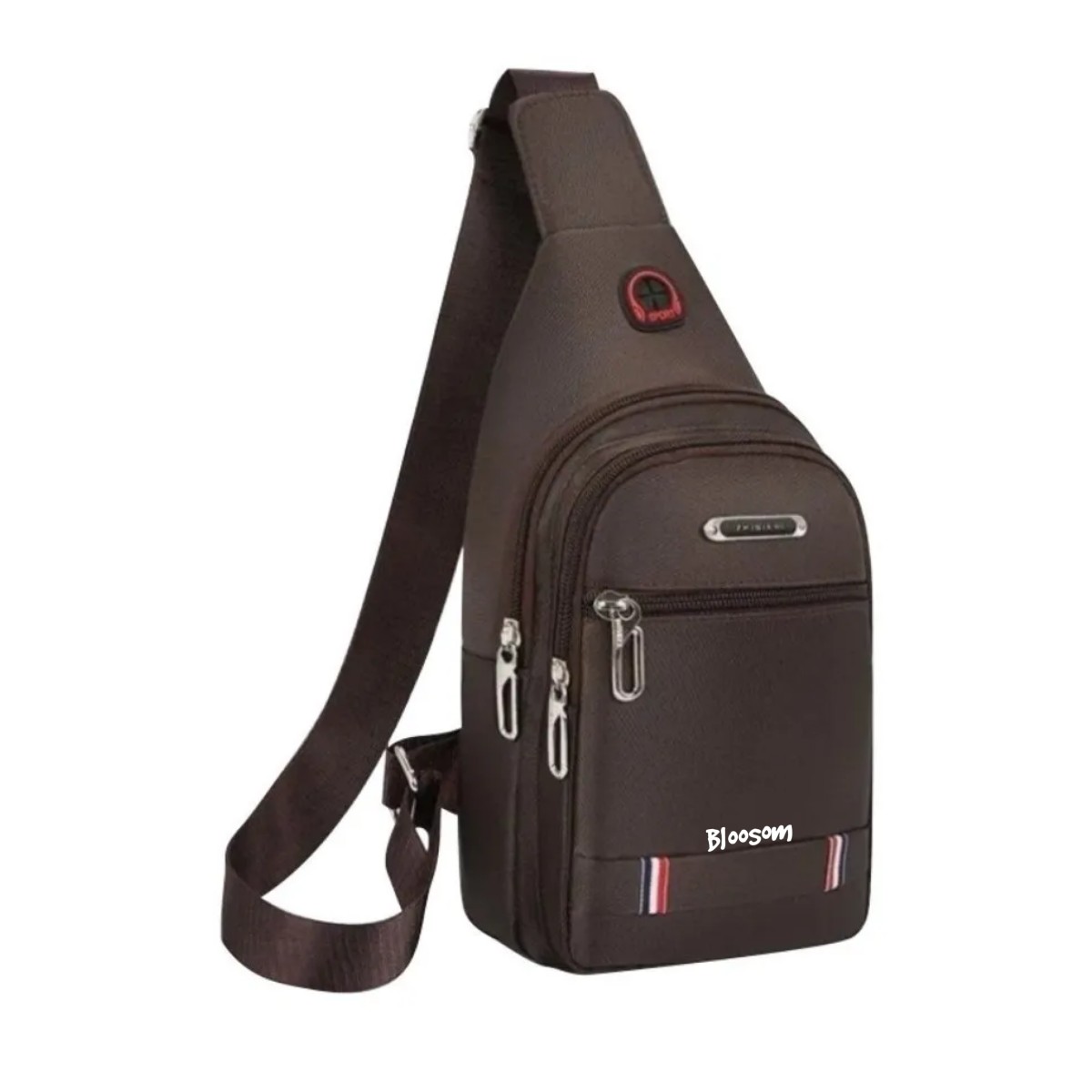 Pechera Mariconera Impermeable Mochila Cruzada Casual Band G Caf&eacute; image number null
