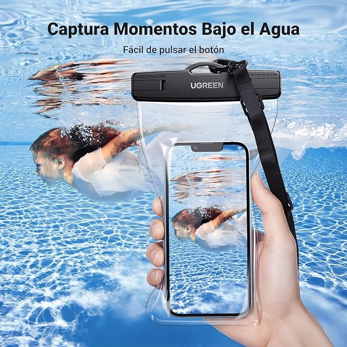 UGREEN Funda Impermeable para Celular, Bolsa para Celular contra Agua, Funda Celular Waterproof para iPhone 14 13 12 11 Pro MAX, Galaxy S23 S22 Ultra, Xiaomi Redmi Note de hasta 7.2 Pulgadas, 2 Pack. image number null