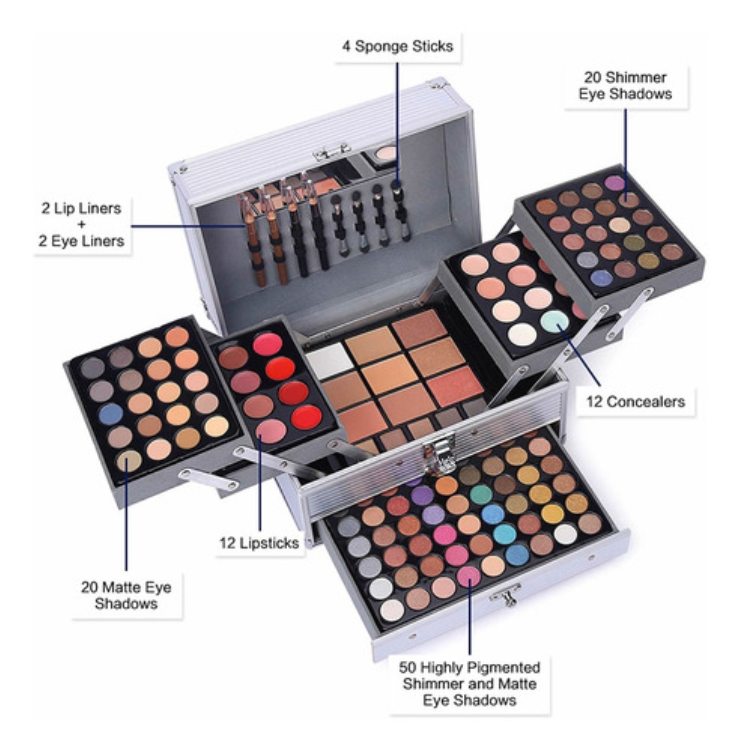 Miss Rose 190 - Kit De Maquillaje Estuche Gris image number null
