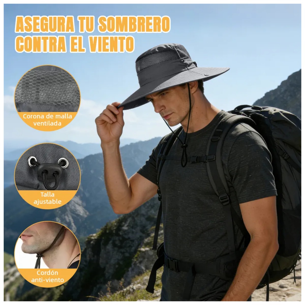 Sombreros Sol Mangas Gafas 6 Piezas Gris oscuro /Gris claro image number null