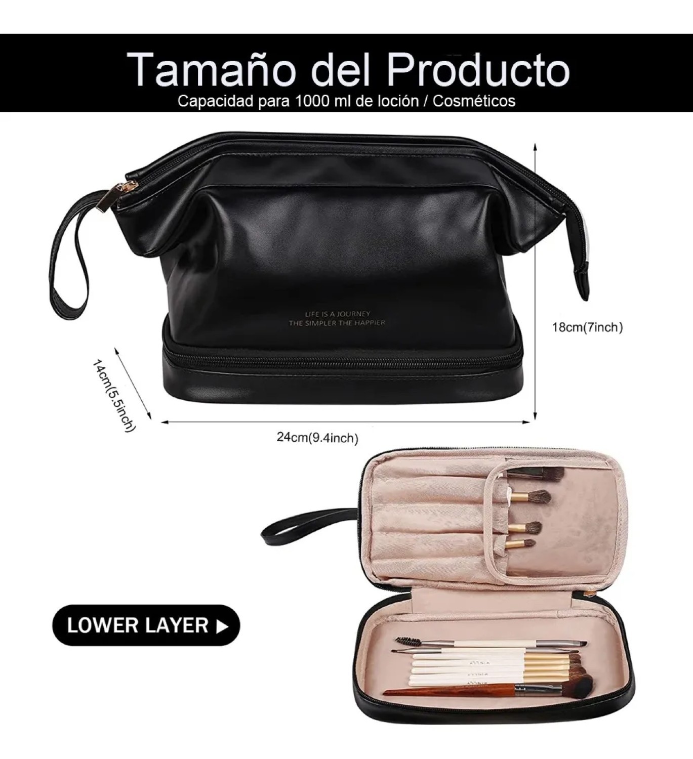 Neceser Cosmetiquera Profesional Maquilla Impermeable Negro image number null