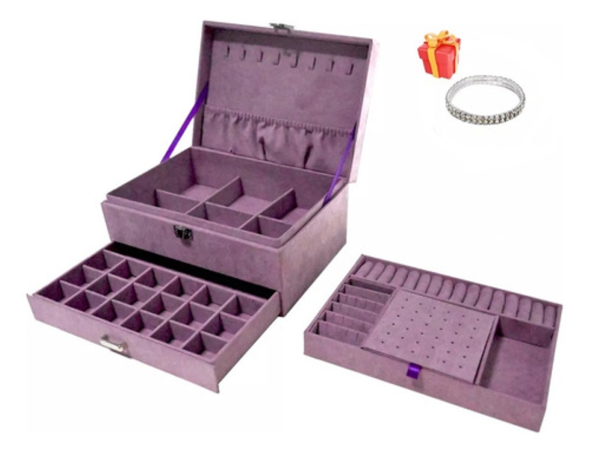 Joyero Estuche, Multifuncional Gran Capacidad Morado image number null