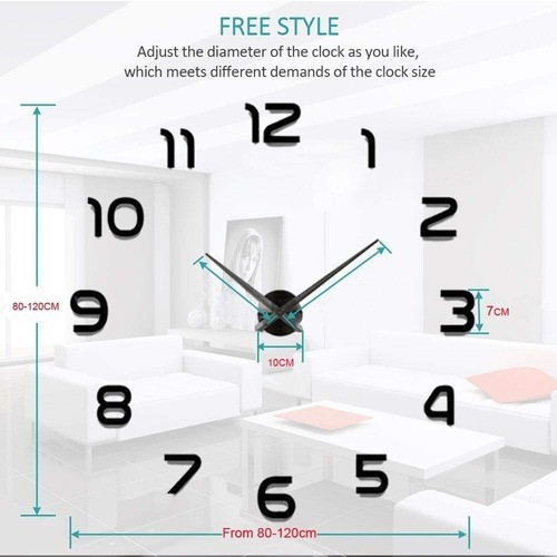 Reloj De Pared Digital 3d Moderno Y Grande De 110 cm Negro. image number null