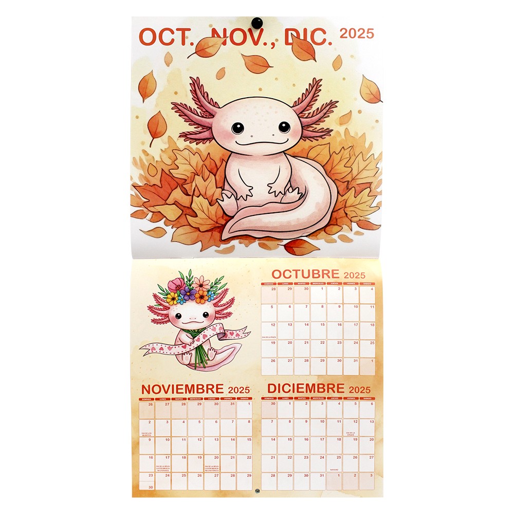 Calendario Planeador Pared 2026 Ajolotes Flink Grande Espacio Notas Dise&ntilde;o mexicano image number null
