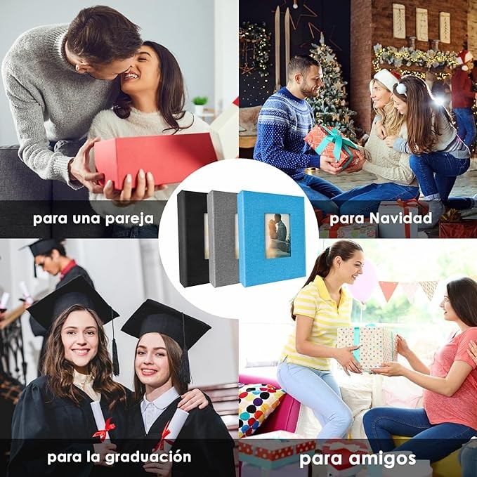 A Album de Fotos Creativo DIY, &Aacute;lbum Grande con Cubierta de Lino, &Aacute;lbum de 100 P&aacute;ginas para Cumplea&ntilde;os, Capacidad para 200 Fotos de 11x15 cm, Regalo de Aniversario para parejas, bodas, familia (Gris). image number null