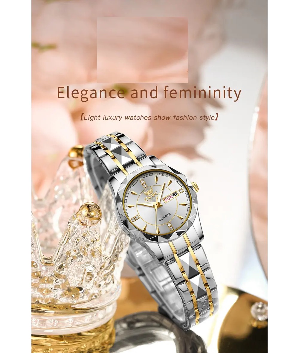 Reloj De Pulsera Empresarial Cuarzo Con Calendario Mujer plata image number null