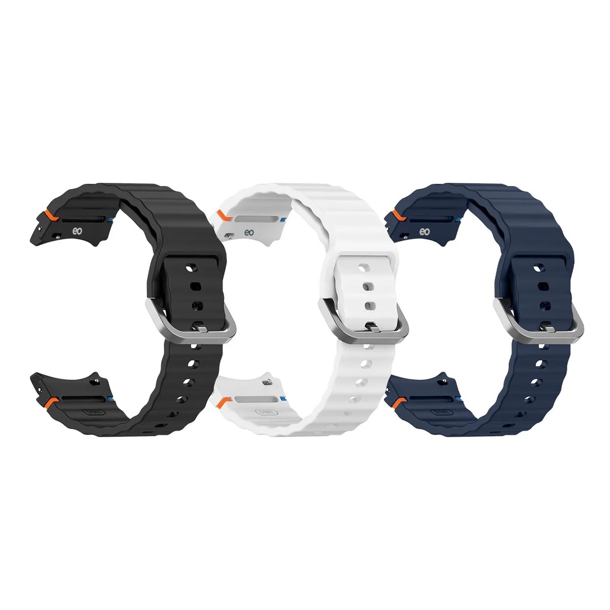 3pzs Correa Silicon Para Galaxy Watch Fe/7/6/5/5 Pro/4/fe Negro+blanco+azul image number null
