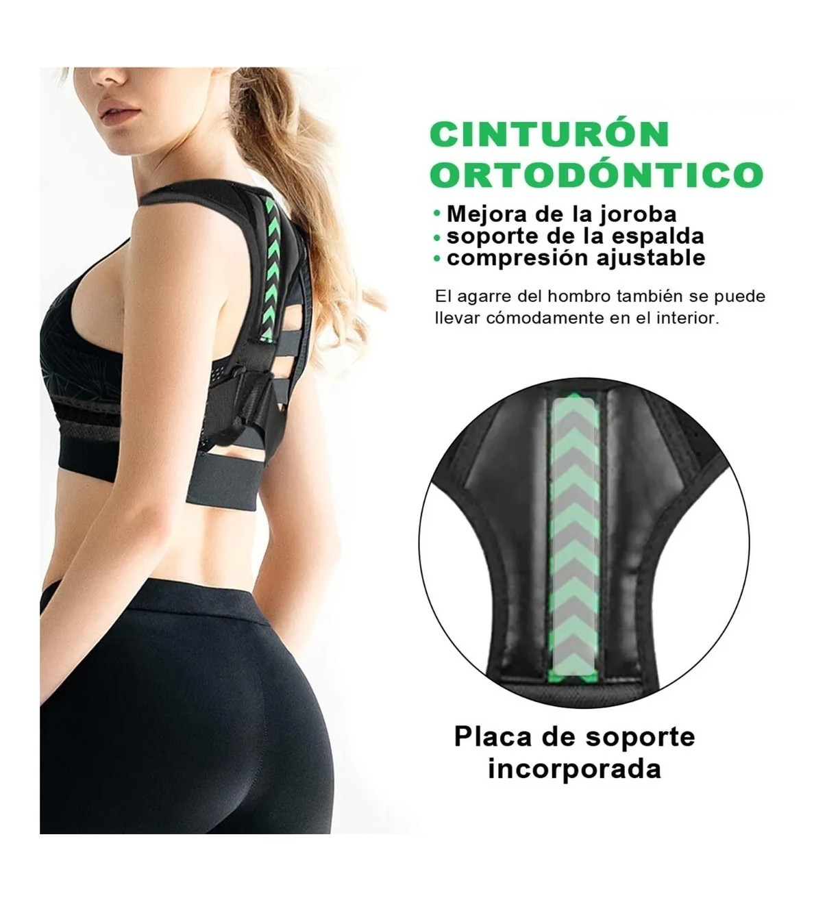 Corrector Postura Espalda Para Hombre Y Mujer Ajustable Faja M Negro Malubero image number null
